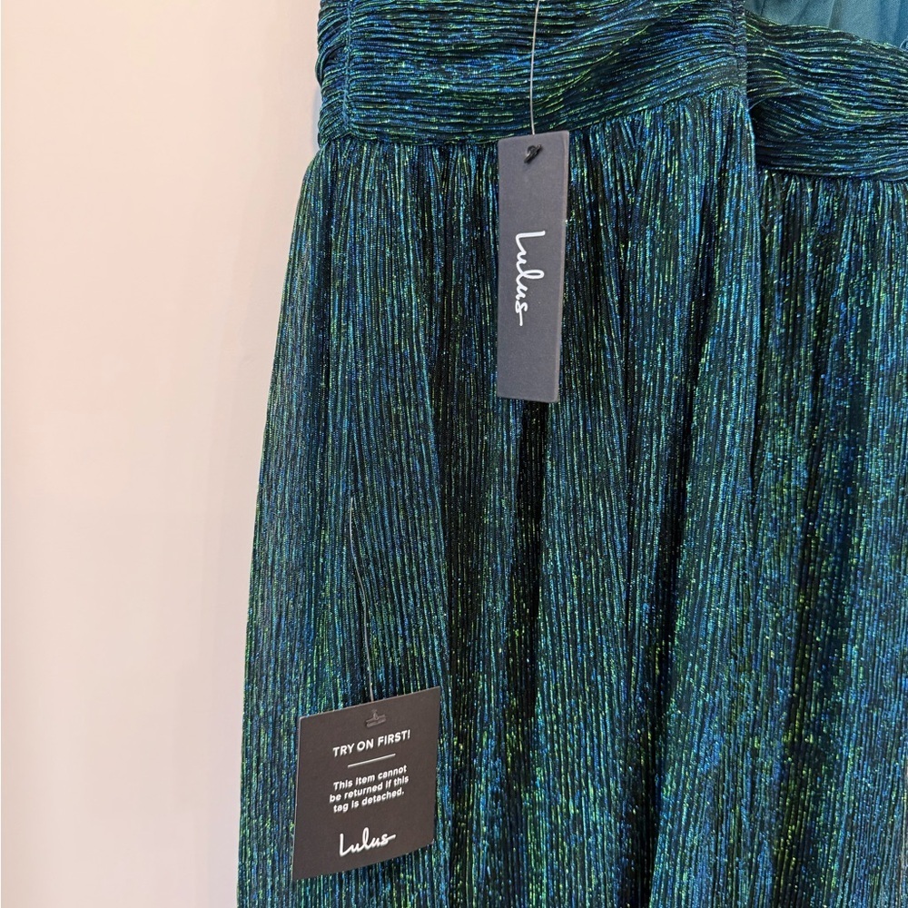 NWT Lulus Sparkly Green and Black Dress - Picture 5 of 6